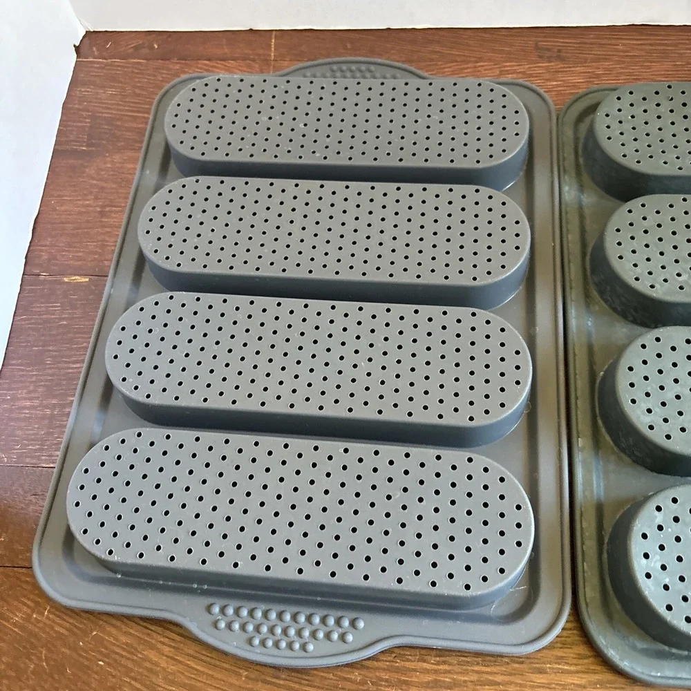 Set Of 2 Regular And Mini Hoagie Pan French Bread Baking Mold Silicone Non-stick